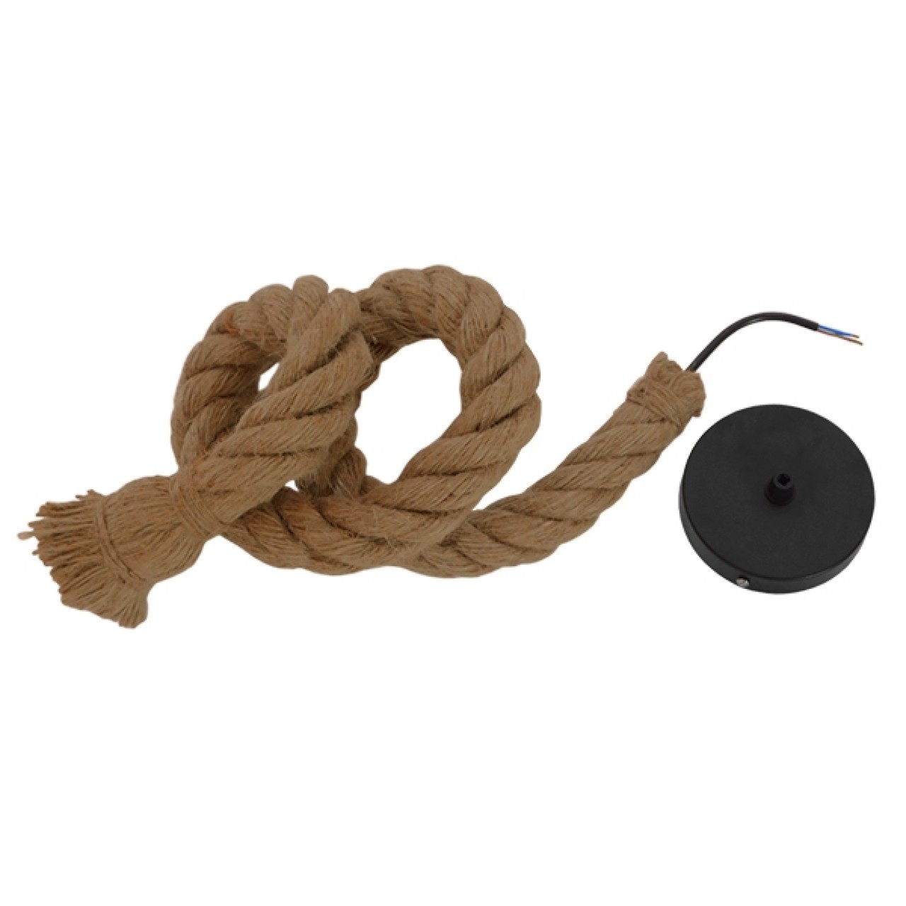 GloboStar® ROPE 01278 Vintage Industrial Κρεμαστό Φωτιστικό Οροφής Μονόφωτο με 1 μέτρο Μπεζ Σχοινί Φ3.5 x 100cm - 5875