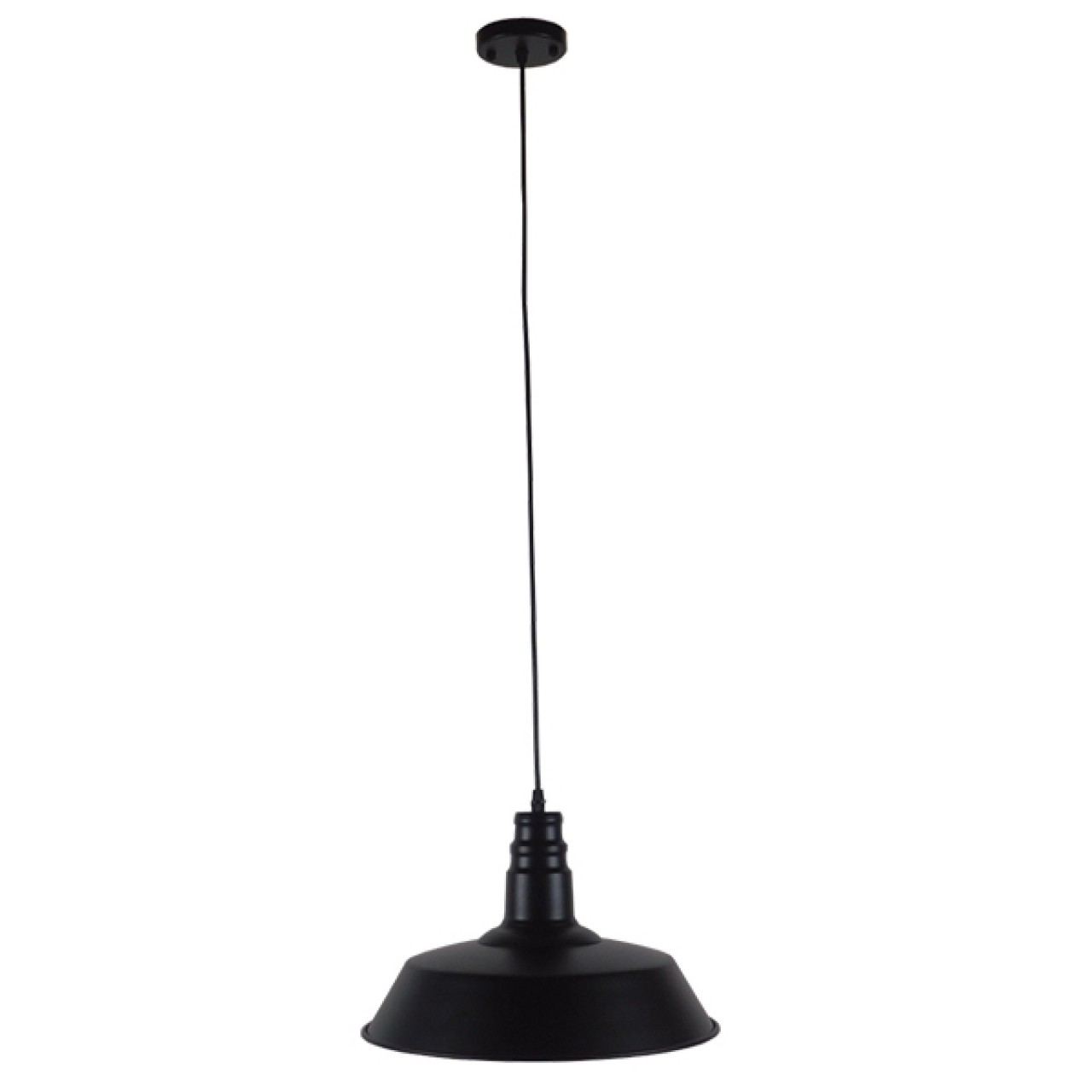 GloboStar® RAY 01049 Vintage Industrial Κρεμαστό Φωτιστικό Οροφής Μονόφωτο Μαύρο Μεταλλικό Καμπάνα Φ36 x Y25cm - 5877