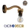 GloboStar® SADON 01126 Vintage Φωτιστικό Τοίχου Απλίκα Μονόφωτο Μπρούτζινο Σκουριά Μεταλλικό με Μπεζ Σχοινί Μ22 x Π10 x Υ15cm - 5912