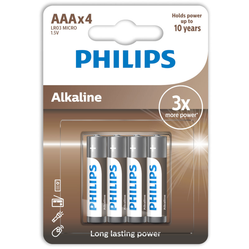 Philips LR03A4B/GRS Αλκαλικές μπαταρίες υψηλής απόδοσης 4 τμχ AAA - 6190