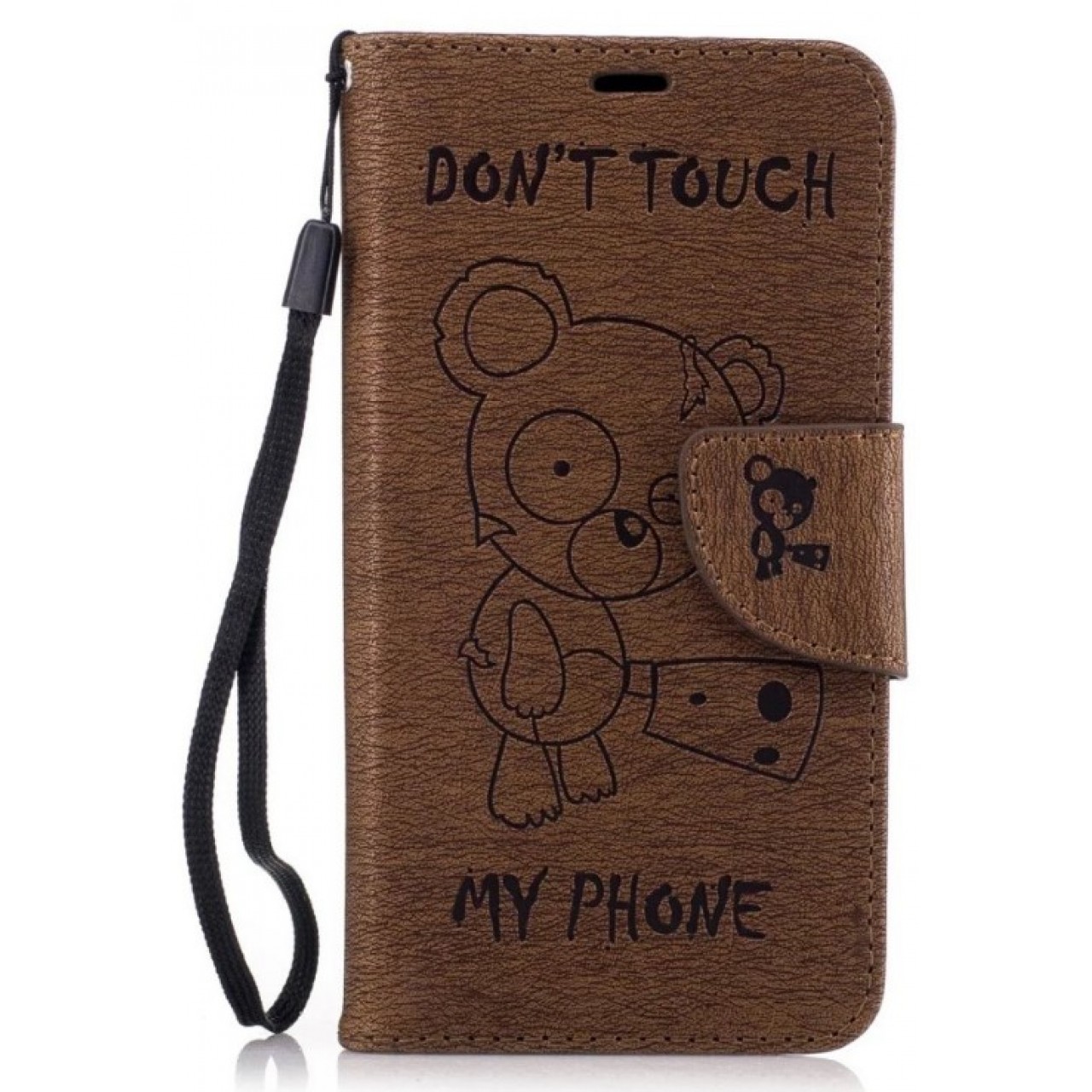 Θήκη Samsung Galaxy A3 2017 (Α320F) PU Leather Πορτοφόλι flip Don t touch my phone - 2387 - Καφέ - OEM