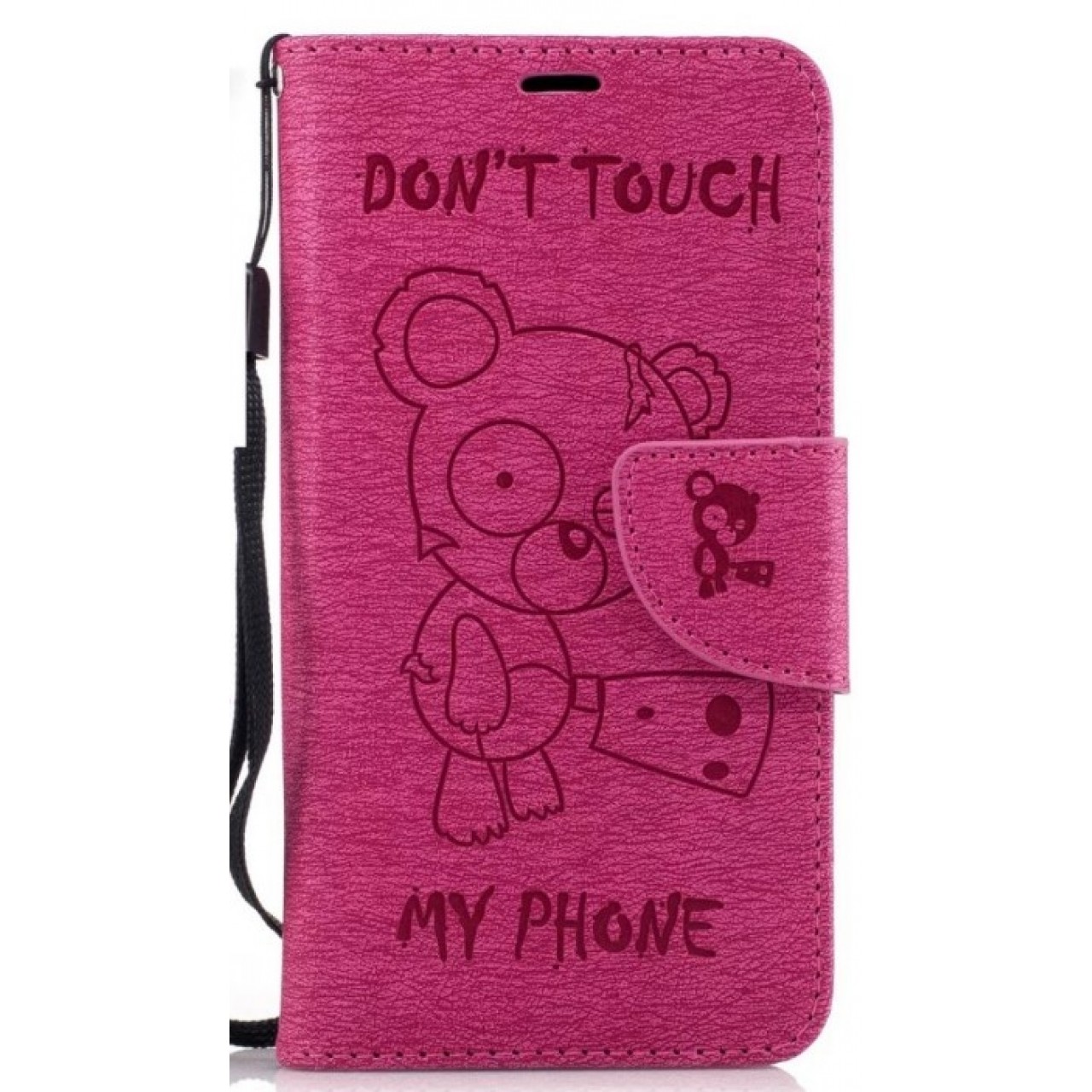Θήκη Samsung Galaxy J3 Emerge / J3 Prime PU Leather Πορτοφόλι flip Don t touch my phone - 2398 - Φούξια - OEM