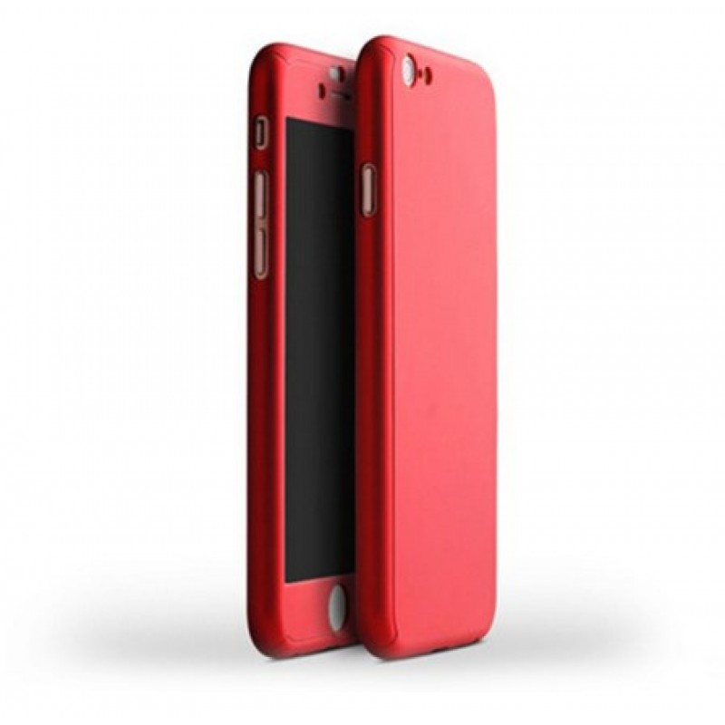 Θήκη iphone 7/8 Plus Hybrid 360 Full body + Tempered Glass (Τζάμι) - Προστασία Οθόνης - 2612 - Κόκκινο - OEM