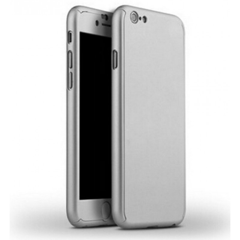 Θήκη iphone 7/8 Hybrid 360 Full body + Tempered Glass (Τζάμι) - Προστασία Οθόνης - 2730 - Ασημί - OEM