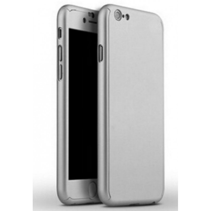 Θήκη iphone 7/8 Plus  Hybrid 360 Full body + Tempered Glass (Τζάμι) - Προστασία Οθόνης - 2848 - Ασημί - OEM
