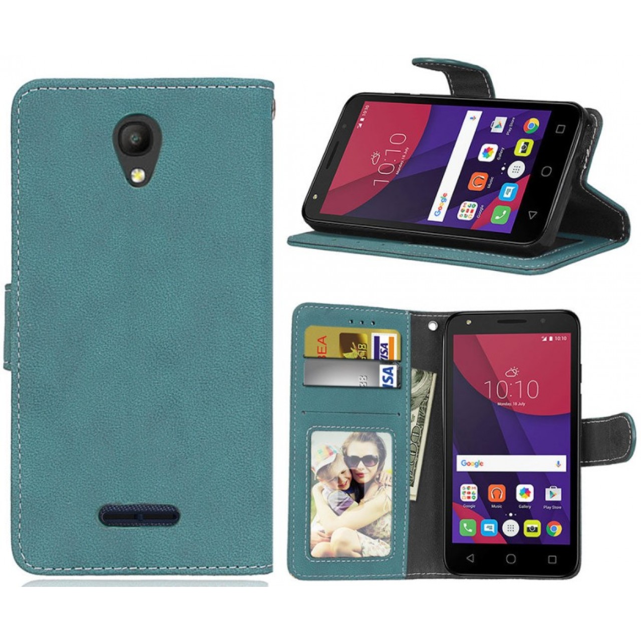 Θήκη Alcatel pop 4 5051D PU Leather Πορτοφόλι flip soft touch - 3016 - Πράσινο - OEM