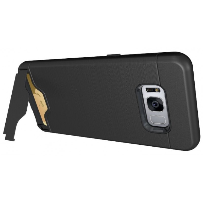 Θήκη Samsung Galaxy S8 KEYSION Σιλικόνης και Σκληρό Πλαστικό με χώρο για κάρτα - 3058 - Μαύρο - OEM