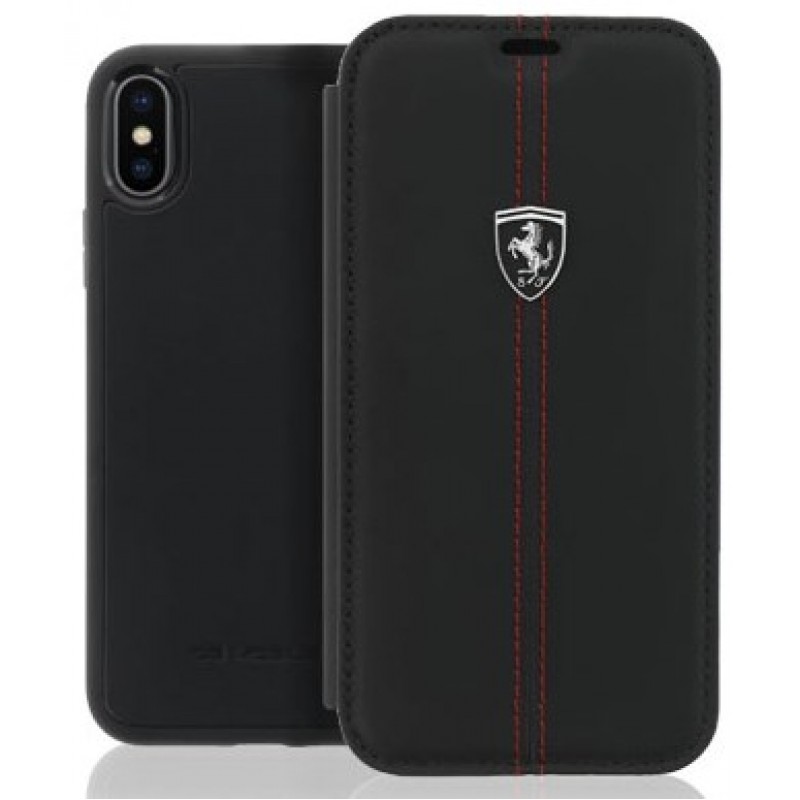 Θήκη iphone X/XS Ferrari Off Track Book Case Leather - 3272 - Μαύρο