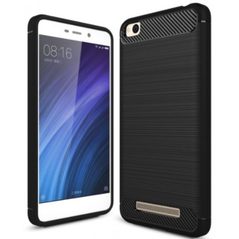 Θήκη για Xiaomi Redmi 4Α Back Cover Σιλικόνης Carbon Fibre Brushed - 3437 - Μαύρο - OEM