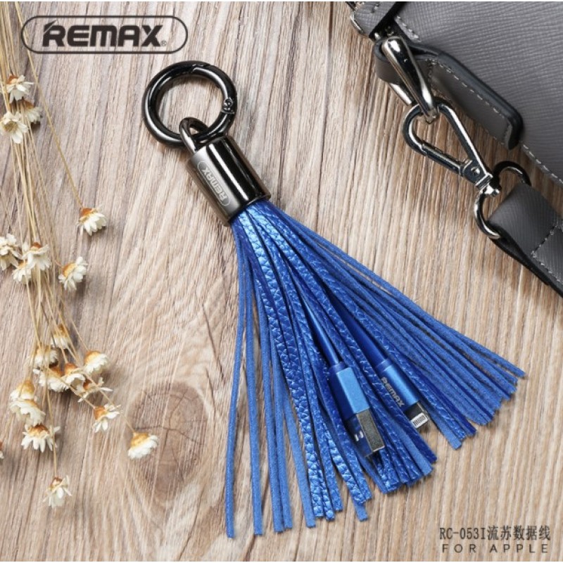 Καλώδιο USB / Lightning σε Μπρελόκ Φούντα Tassels Ring RC-053i 0.08m - 3653 - Μπλε - REMAX
