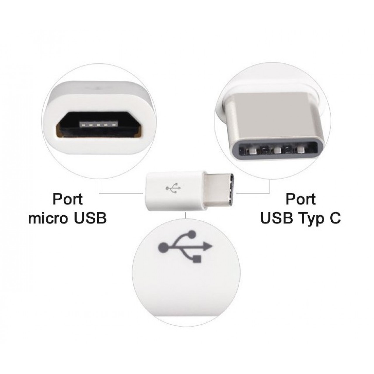 Αντάπτορας Micro USB to USB Type C - 3655 - Λευκό - OEM