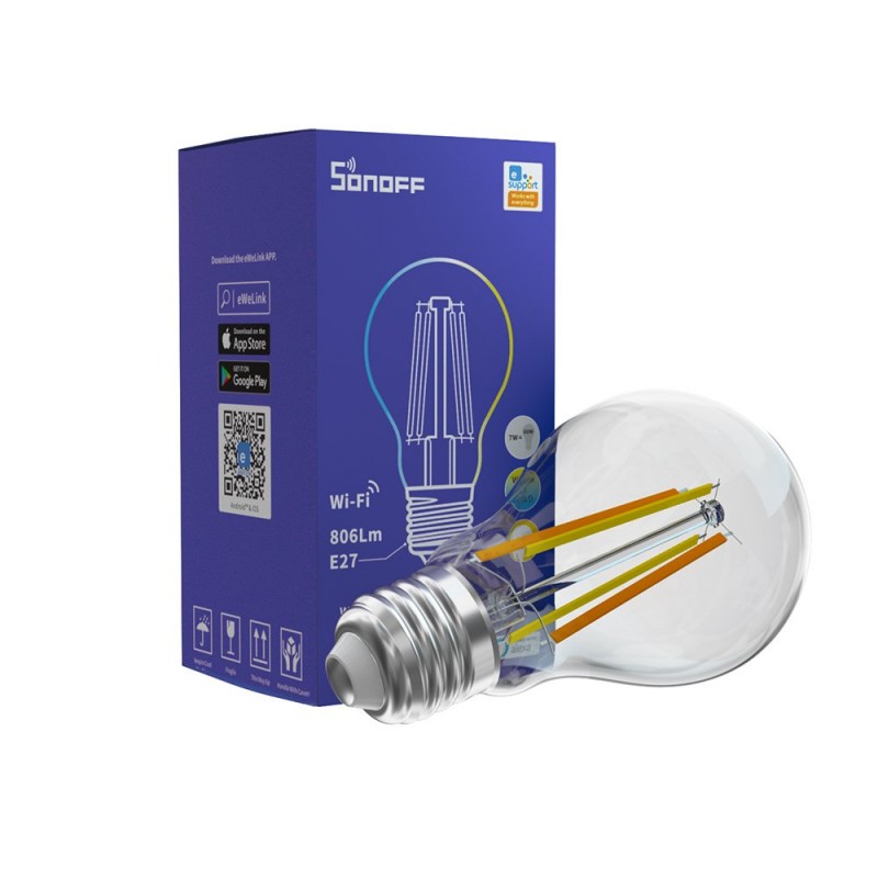 Sonoff Smart Λάμπα LED για Ντουί E27 και Σχήμα A60 Ρυθμιζόμενο Λευκό 806lm Dimmable - 5476 