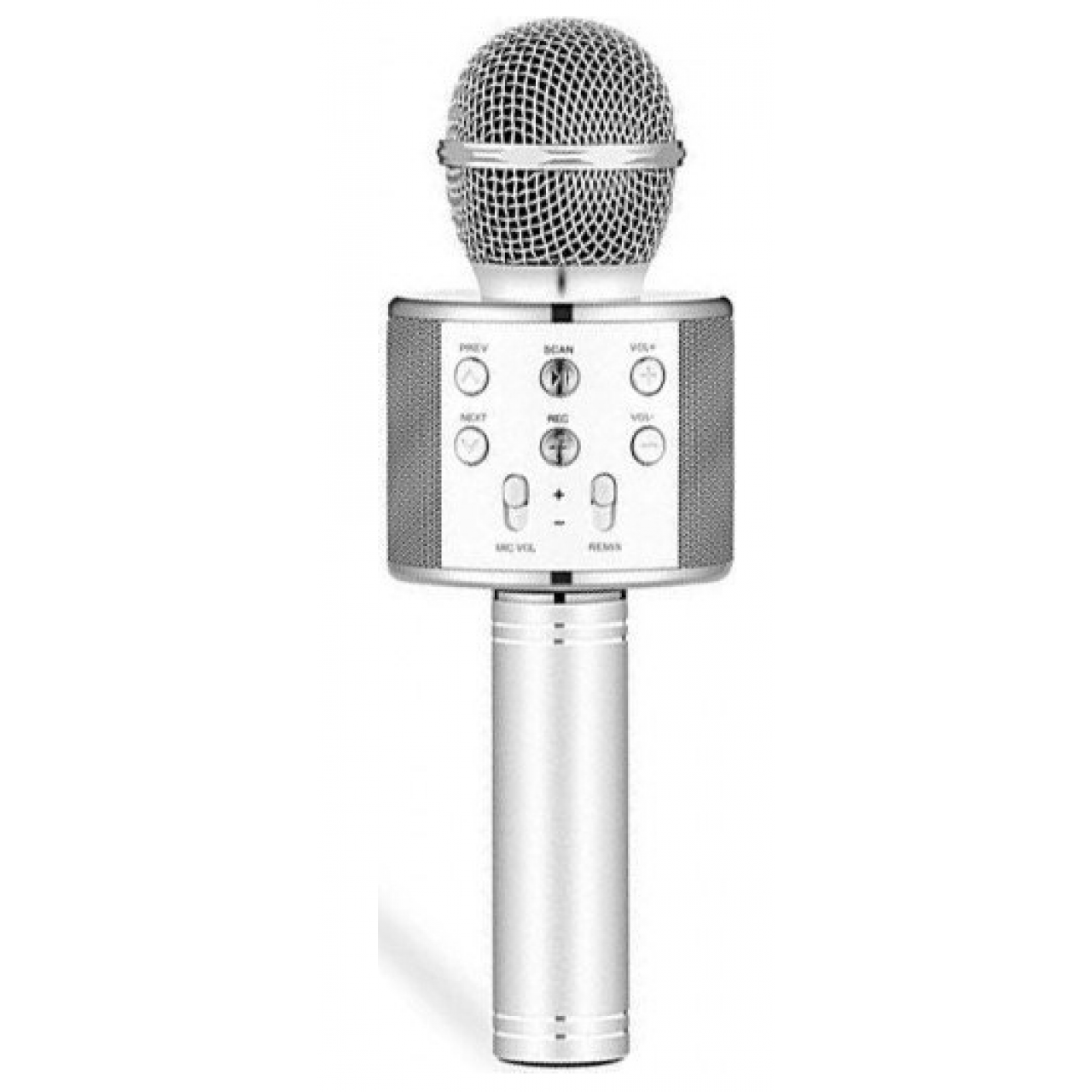 Ασύρματο Μικρόφωνο Bluetooth με Ενσωματωμένο Ηχείο και Karaoke WS-858 - Ασημί - 5794
