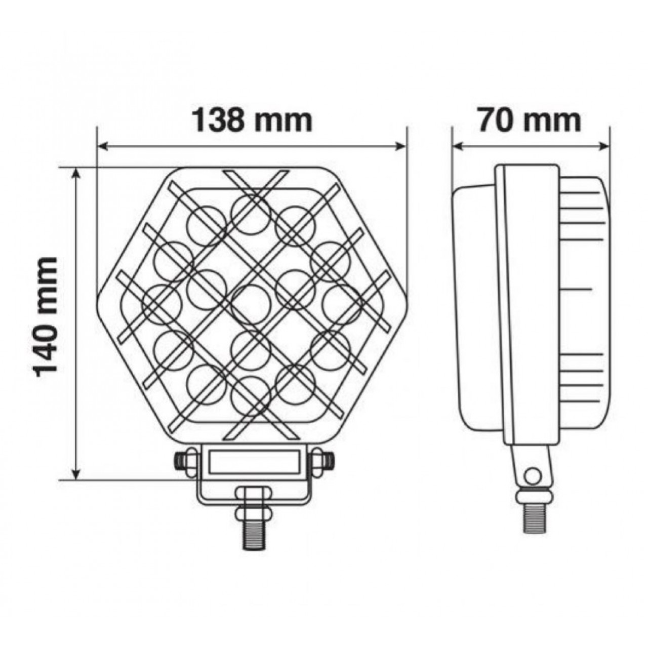 ΠΡΟΒΟΛΕΑΣ ΕΡΓΑΣΙΑΣ WL-22 16LED 52W 2400lm 9-32V (138 X 140 X 70 Mm) ΚΑΡΦΙ -1 ΤΕΜ. - 6072