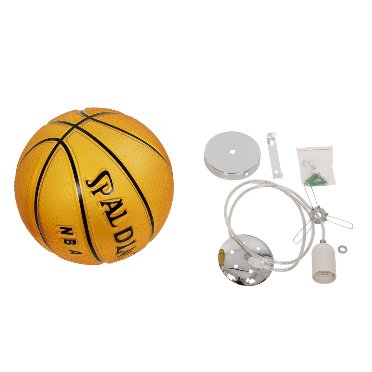 GloboStar® SPALDING NBA 00649 Μοντέρνο Κρεμαστό Παιδικό Φωτιστικό Οροφής Μονόφωτο Πορτοκαλί Γυάλινο Φ25 x Υ25cm - 6318