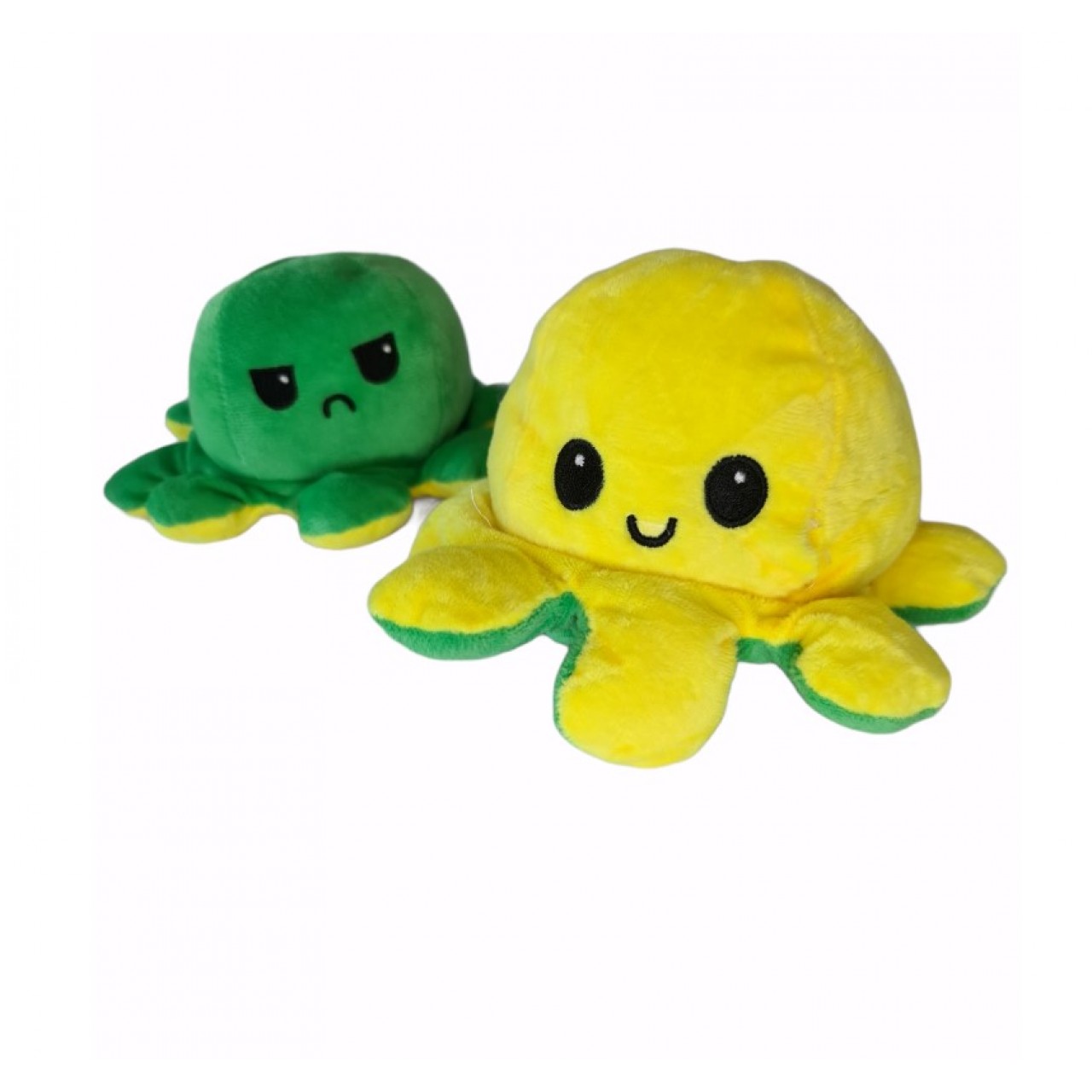 Χταπόδι διπλής όψης λούτρινο emotional reversible octopus plush 12 εκ - 5261 - Πράσινο / Κίτρινο