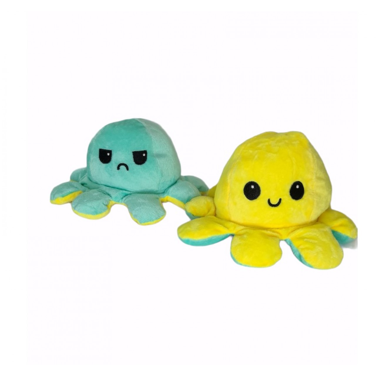 Χταπόδι διπλής όψης λούτρινο emotional reversible octopus plush 12 εκ - 5262 - Βεραμάν / Κίτρινο