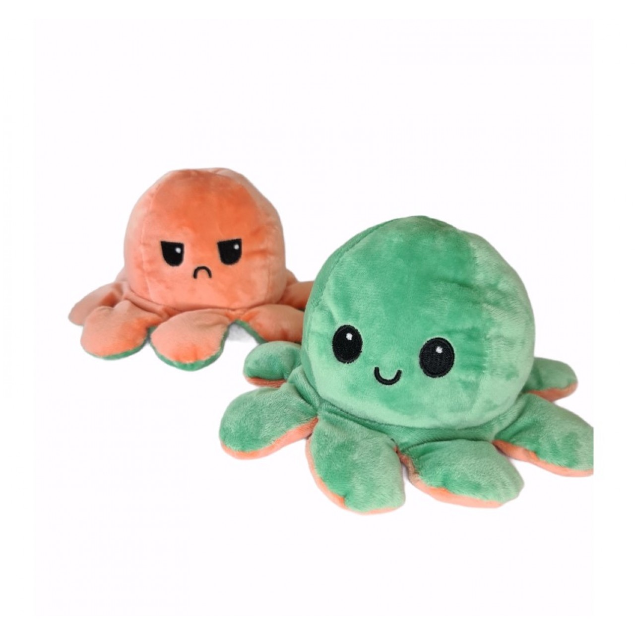 Χταπόδι διπλής όψης λούτρινο emotional reversible octopus plush 12 εκ - 5263 - Πράσινο / Πορτοκαλί