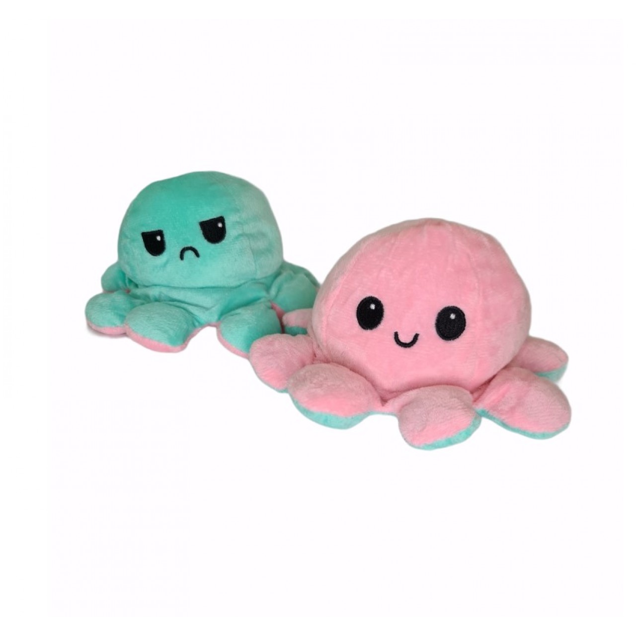 Χταπόδι διπλής όψης λούτρινο emotional reversible octopus plush 12 εκ - 5264 - Βεραμάν / Ανοιχτό ροζ