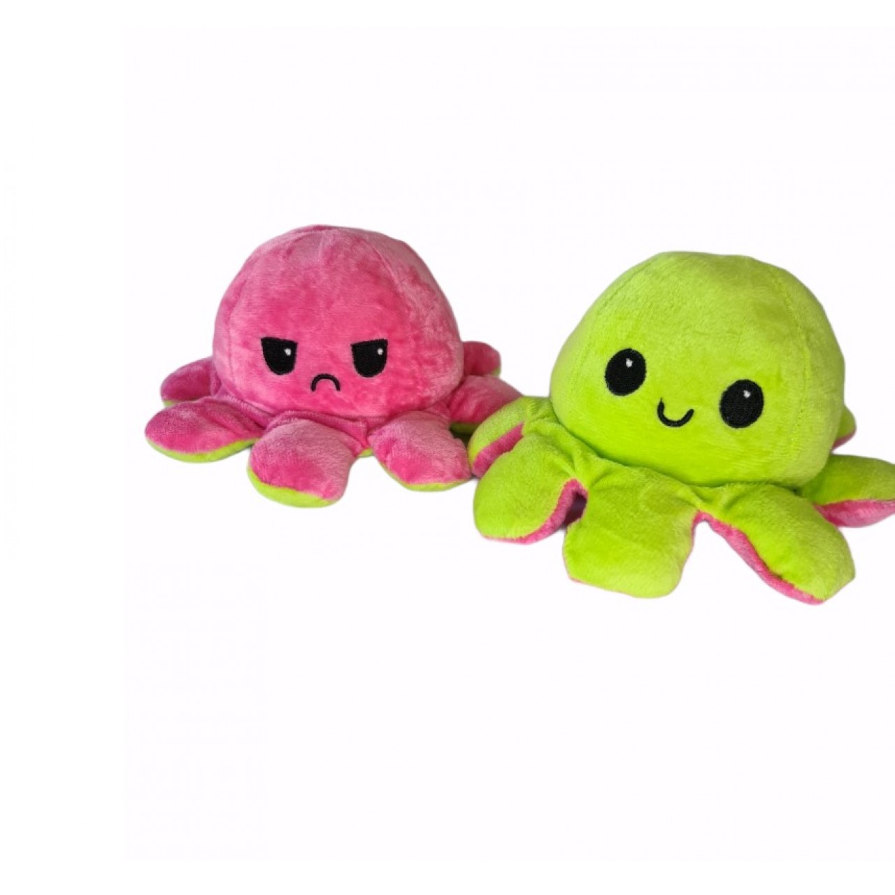 Χταπόδι διπλής όψης λούτρινο emotional reversible octopus plush 12 εκ - 5267 - Πράσινο λαχανί / Φούξια