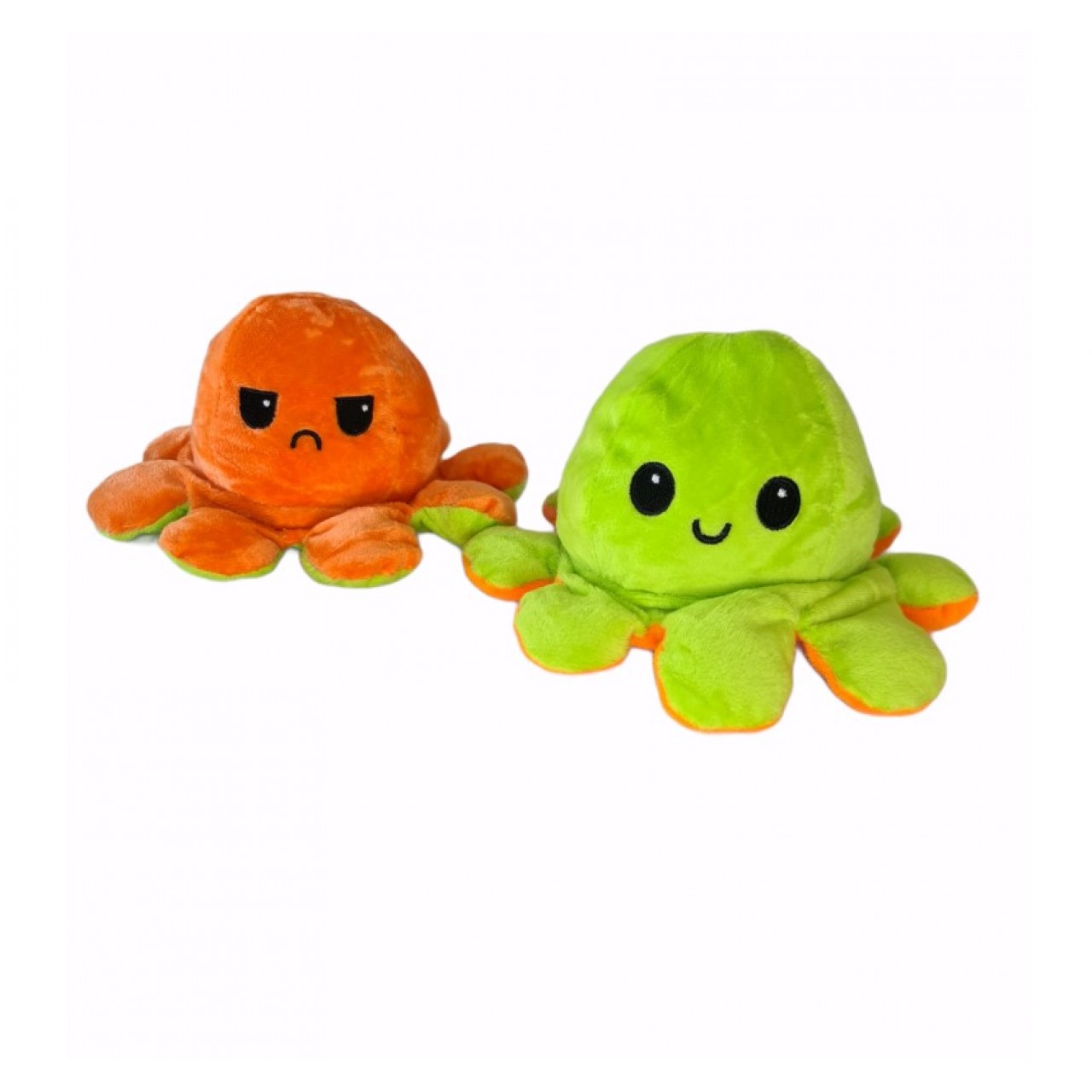 Χταπόδι διπλής όψης λούτρινο emotional reversible octopus plush 12 εκ - 5269 - Πράσινο λαχανί / Πορτοκαλί
