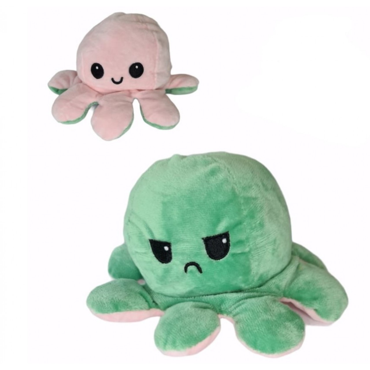 Χταπόδι διπλής όψης λούτρινο emotional reversible octopus plush 12 εκ - 5270 - Πράσινο / Ροζ Ανοιχτό