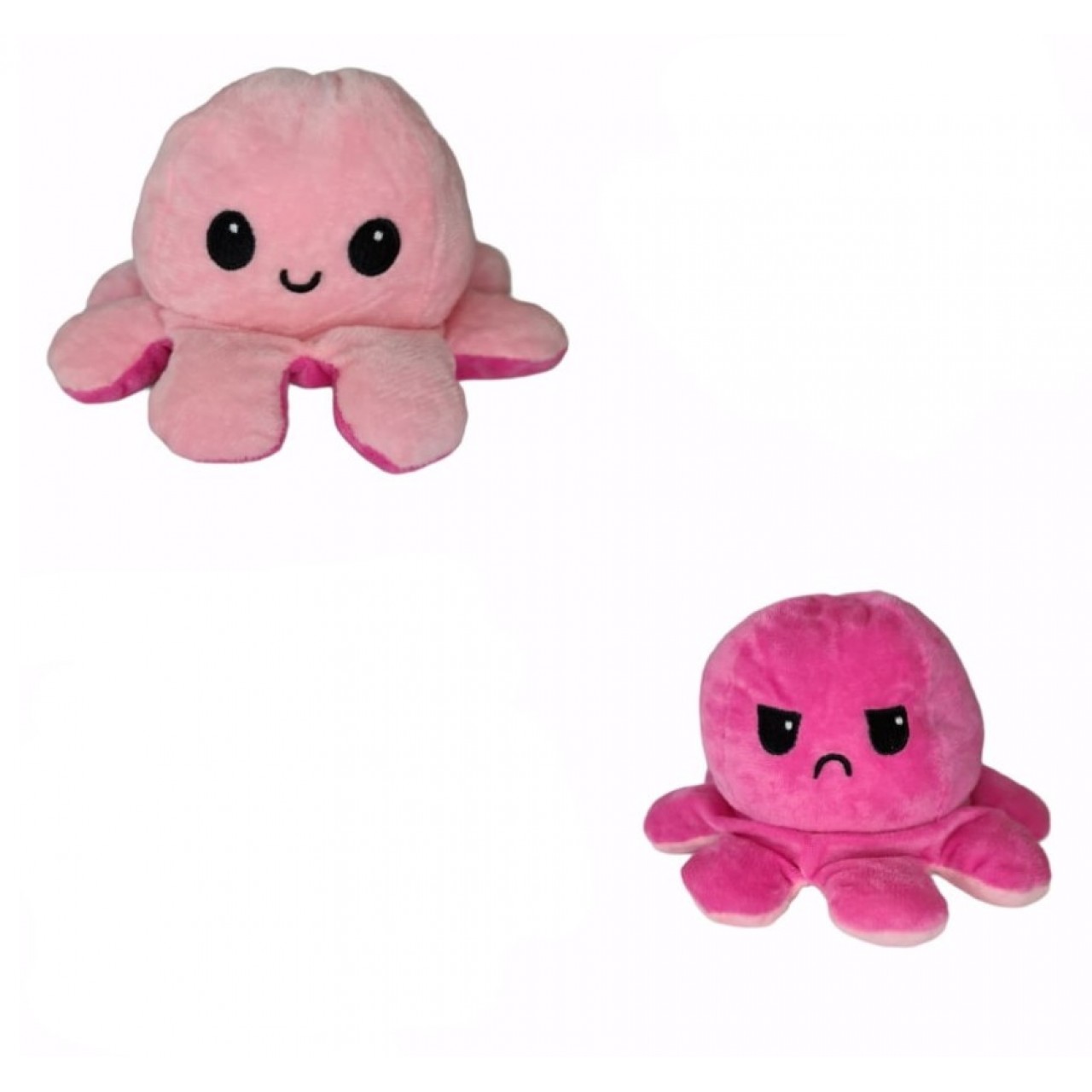 Χταπόδι διπλής όψης λούτρινο emotional reversible octopus plush 12 εκ - 5327 - Φούξια / Ροζ 