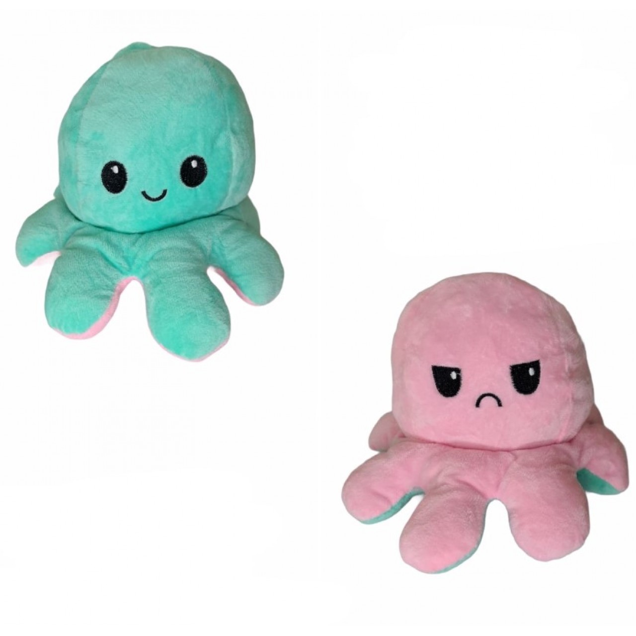 Χταπόδι διπλής όψης λούτρινο emotional reversible octopus plush 20 εκ - 5328 - Βεραμάν / Ροζ