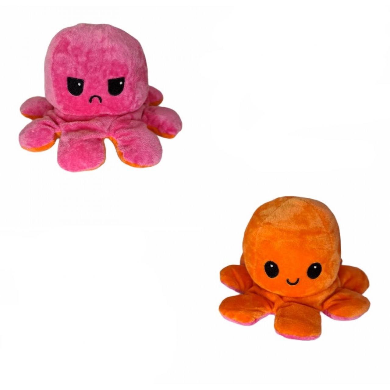 Χταπόδι διπλής όψης λούτρινο emotional reversible octopus plush 12 εκ - 5333 - Πορτοκαλί / Φούξια