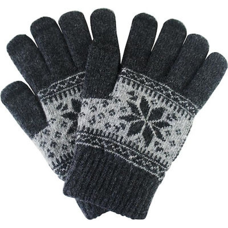 Χειμερινά Γάντια Με Χειμερινό Μοτίβο (για εύκολη χρήση σε οθόνη αφής) XL - 5485 - Γκρι - OEM