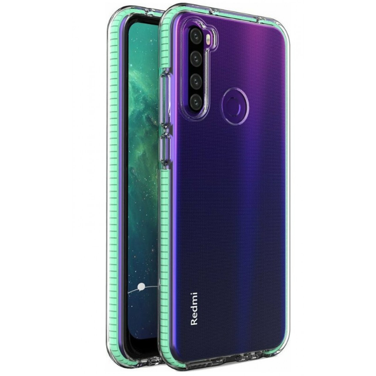 Θήκη Xiaomi Redmi Note 8T Σιλικόνης TPU με Χρωματιστό Πλαίσιο - 6027 - Μέντα - OEM