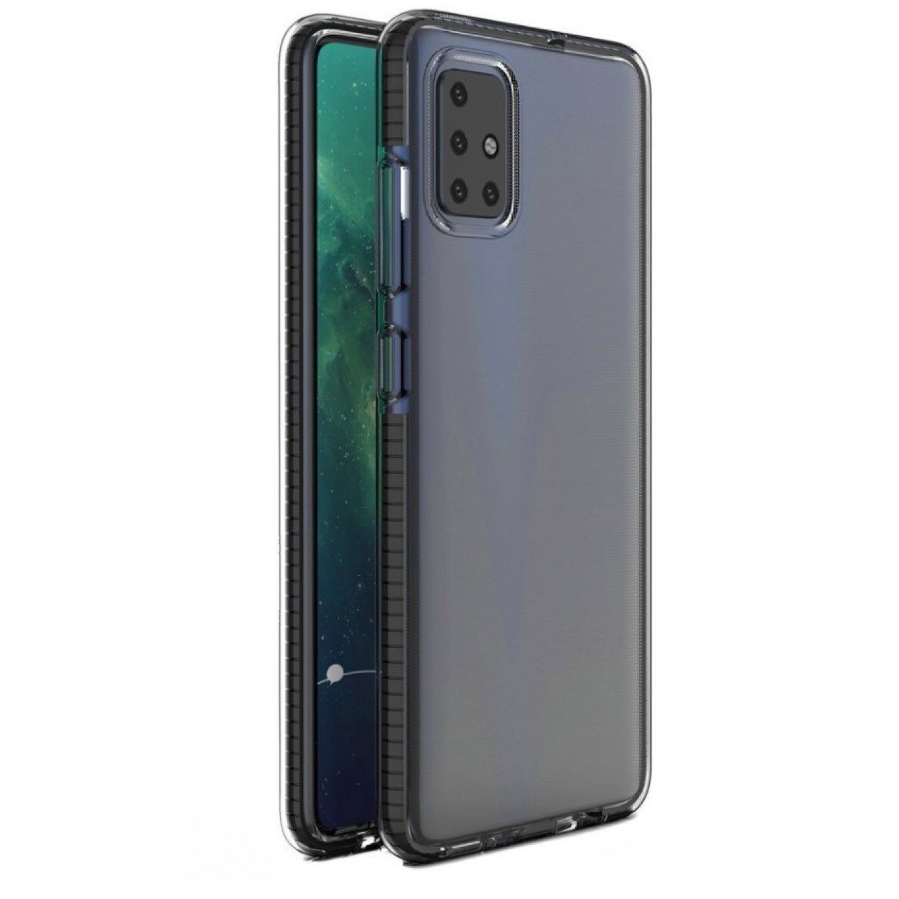 Θήκη Xiaomi Redmi Note 9S / Note 9 Pro / Note 9 Pro Max Σιλικόνης Dotted Διάφανη TPU με Χρωματιστό Πλαίσιο - 6033 - Μαύρο - OEM