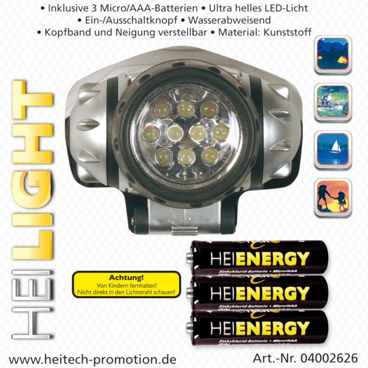Heitech 04002626 Φακός κεφαλής LED - 6115