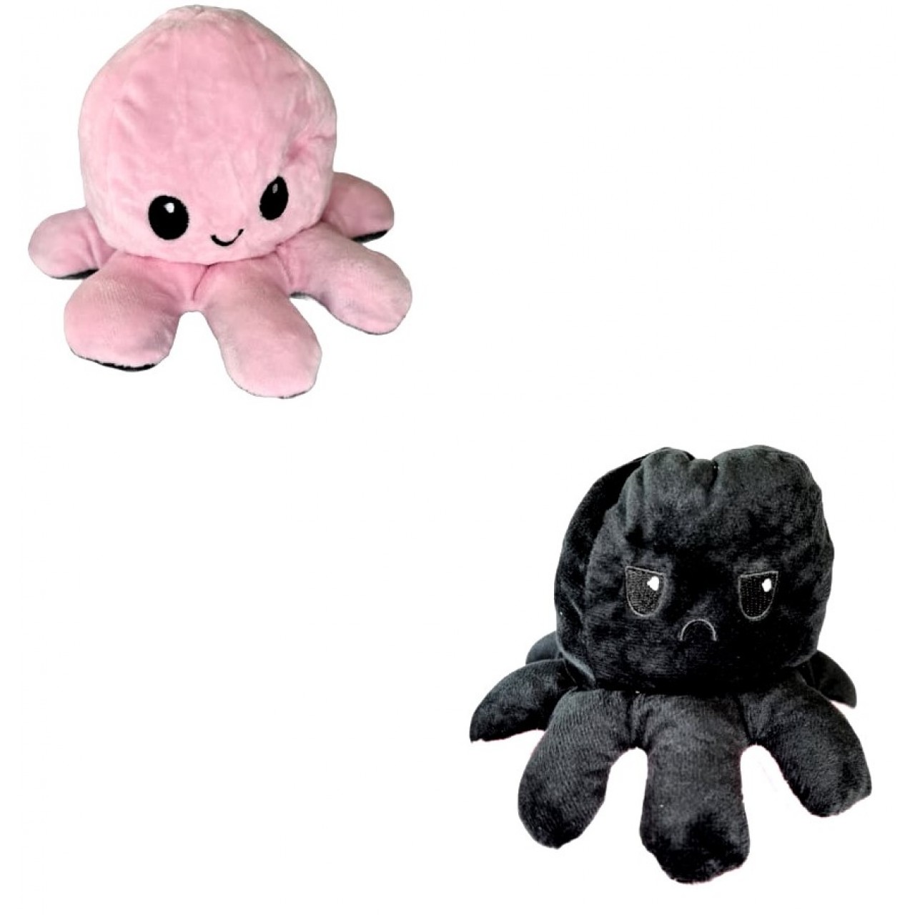 Χταπόδι διπλής όψης λούτρινο emotional reversible octopus plush 20 εκ - 5321 - Μαύρο / Ροζ ανοιχτό