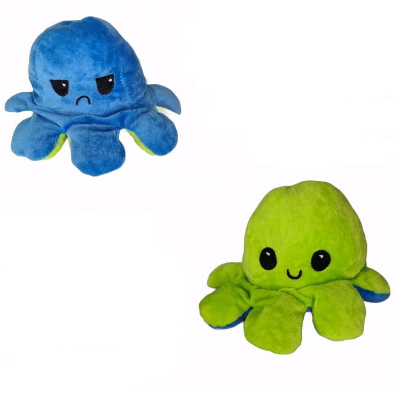 Χταπόδι διπλής όψης λούτρινο emotional reversible octopus plush 12 εκ - 5323 - Μπλε / Πράσινο λαχανί