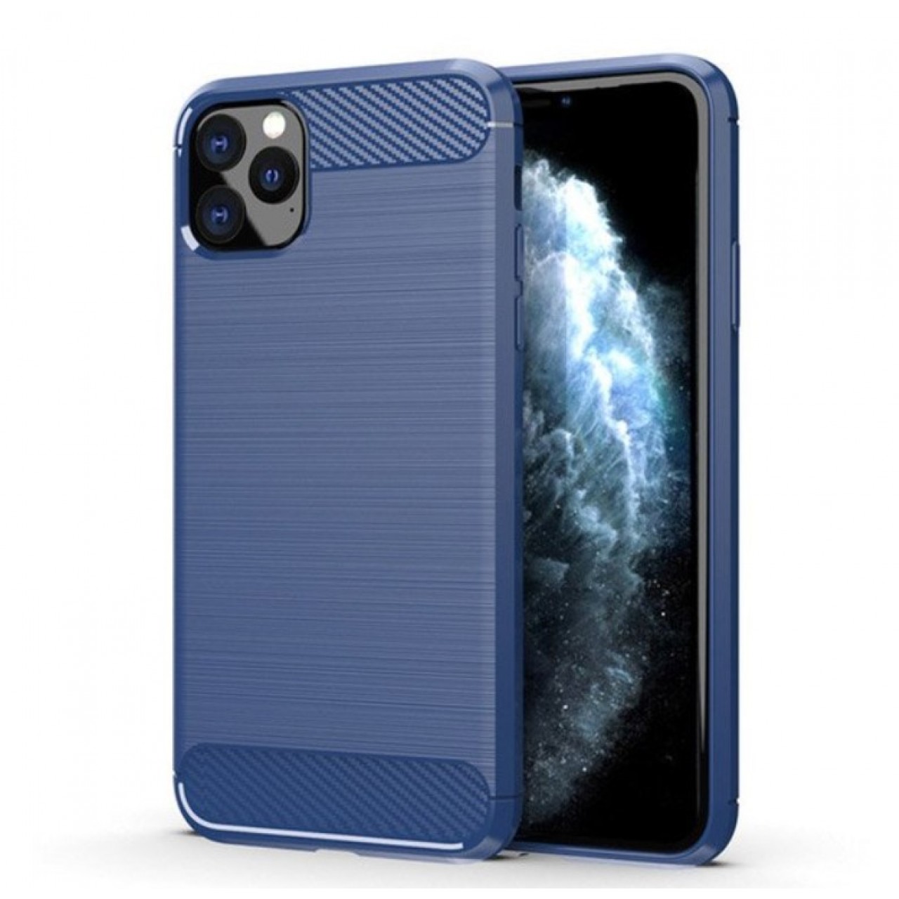 Θήκη iPhone 11 Pro Σιλικόνης TPU Brushed Carbon Fiber - 4948 - Μπλε - OEM
