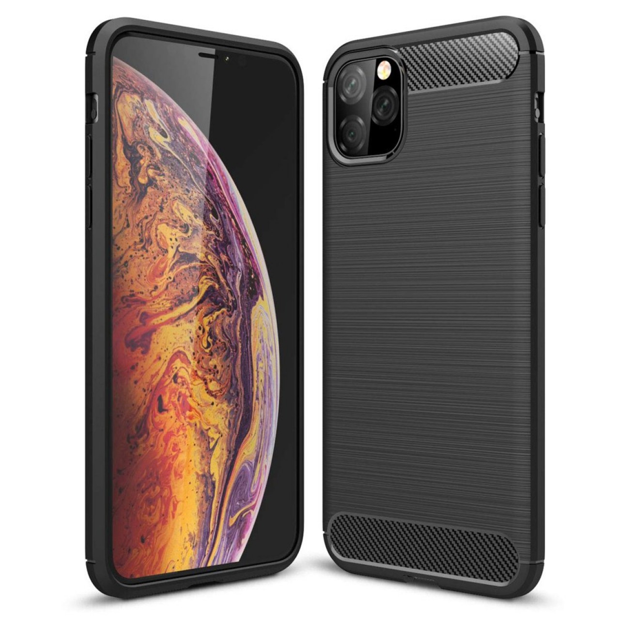 Θήκη iPhone 11 Pro Max Σιλικόνης TPU Brushed Carbon Fiber - 4875 - Μαύρο - OEM