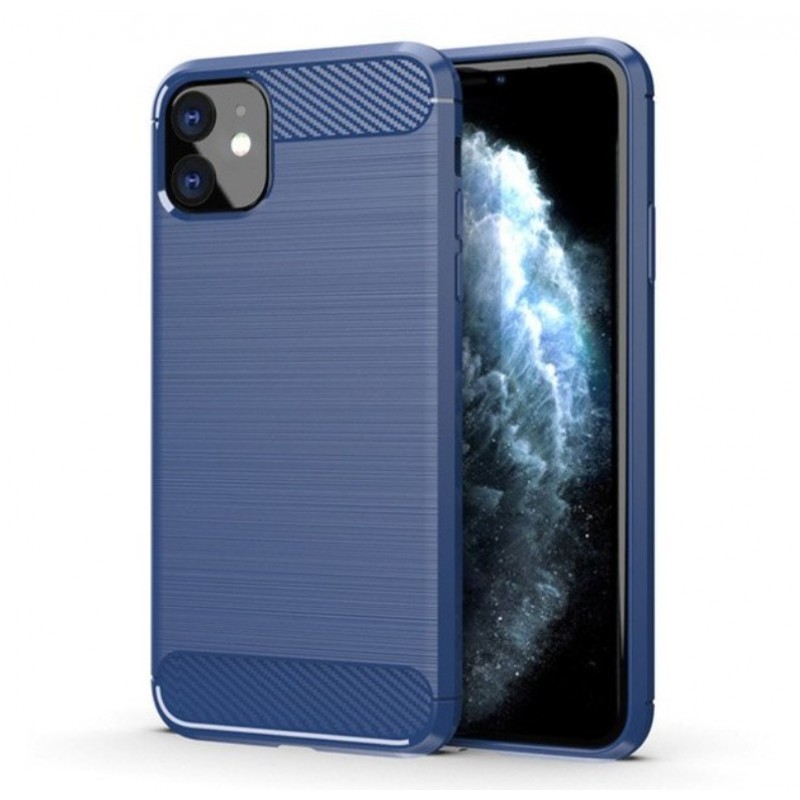 Θήκη iPhone 11 Σιλικόνης TPU Brushed Carbon Fiber - 4947 - Μπλε - OEM