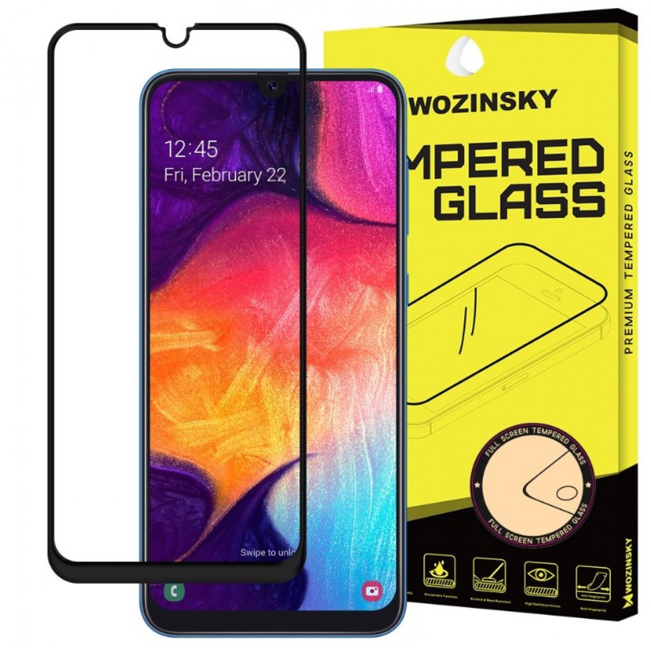 Tempered Glass (Τζάμι) - Προστασία Οθόνης 9H Samsung Galaxy A50 / A30 / A30S Full Glue Super Tough Screen Protector Full Coveraged with Frame Case Friendly - 4928 - Μαύρο - Wozinsky