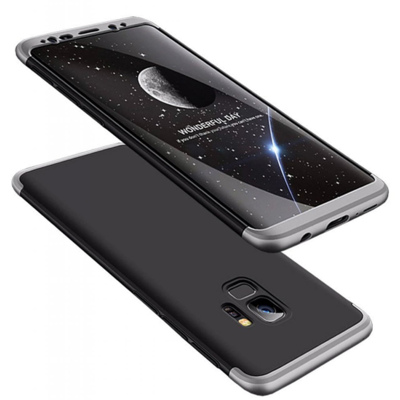 Θήκη Samsung Galaxy S9 (G960F) Full Body GKK 360° Σκληρή Πλαστική  - 3921 - Ασημί Μαύρο - ΟΕΜ