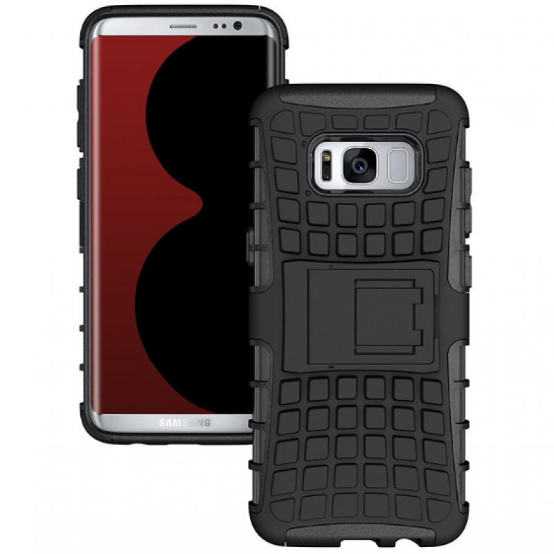 Θήκη Samsung Galaxy S8 (G950) Armor Σιλικόνης TPU με Επένδυση Σκληρή Πλαστική PC Καουτσούκ και σταντ οριζόντιας στήριξης - 3896 - Μαύρο - OEM