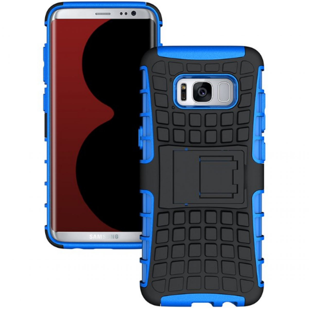 Θήκη Samsung Galaxy S8 (G950) Armor Σιλικόνης TPU με Επένδυση Σκληρή Πλαστική PC Καουτσούκ και σταντ οριζόντιας στήριξης - 3898 - Μπλε - OEM