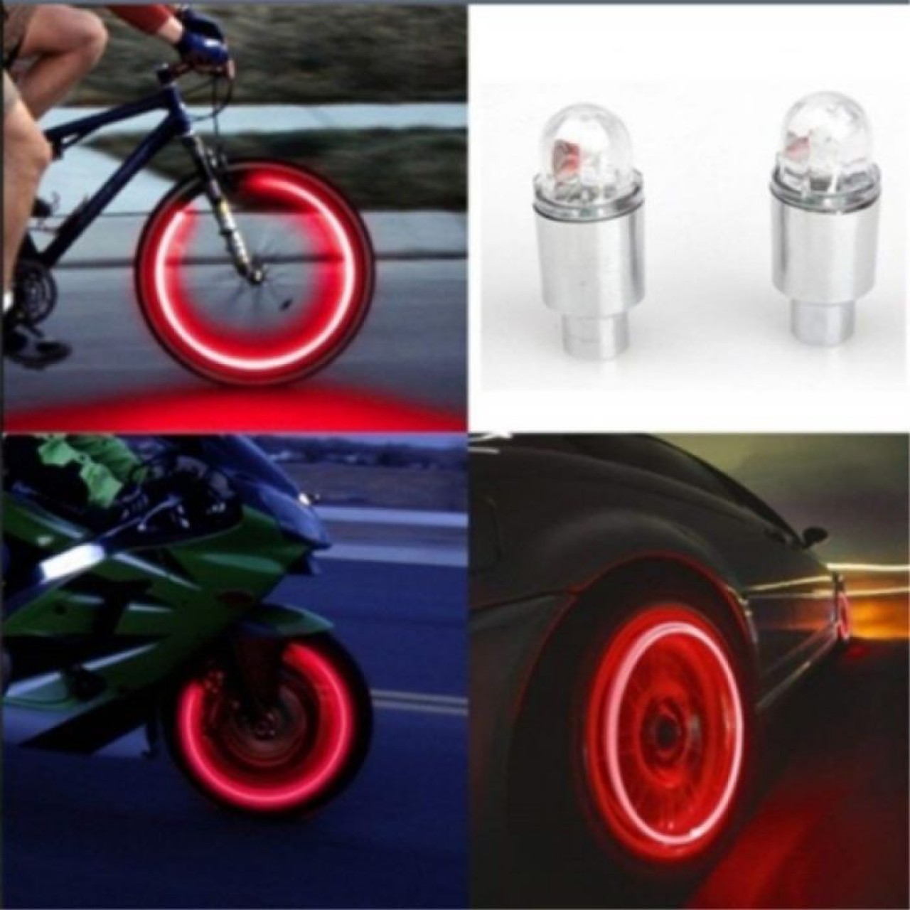 Φώτα LED για τον τροχό αυτοκινήτου ,ποδηλάτου και μηχανής - Κόκκινο- 2 τμχ - 4778