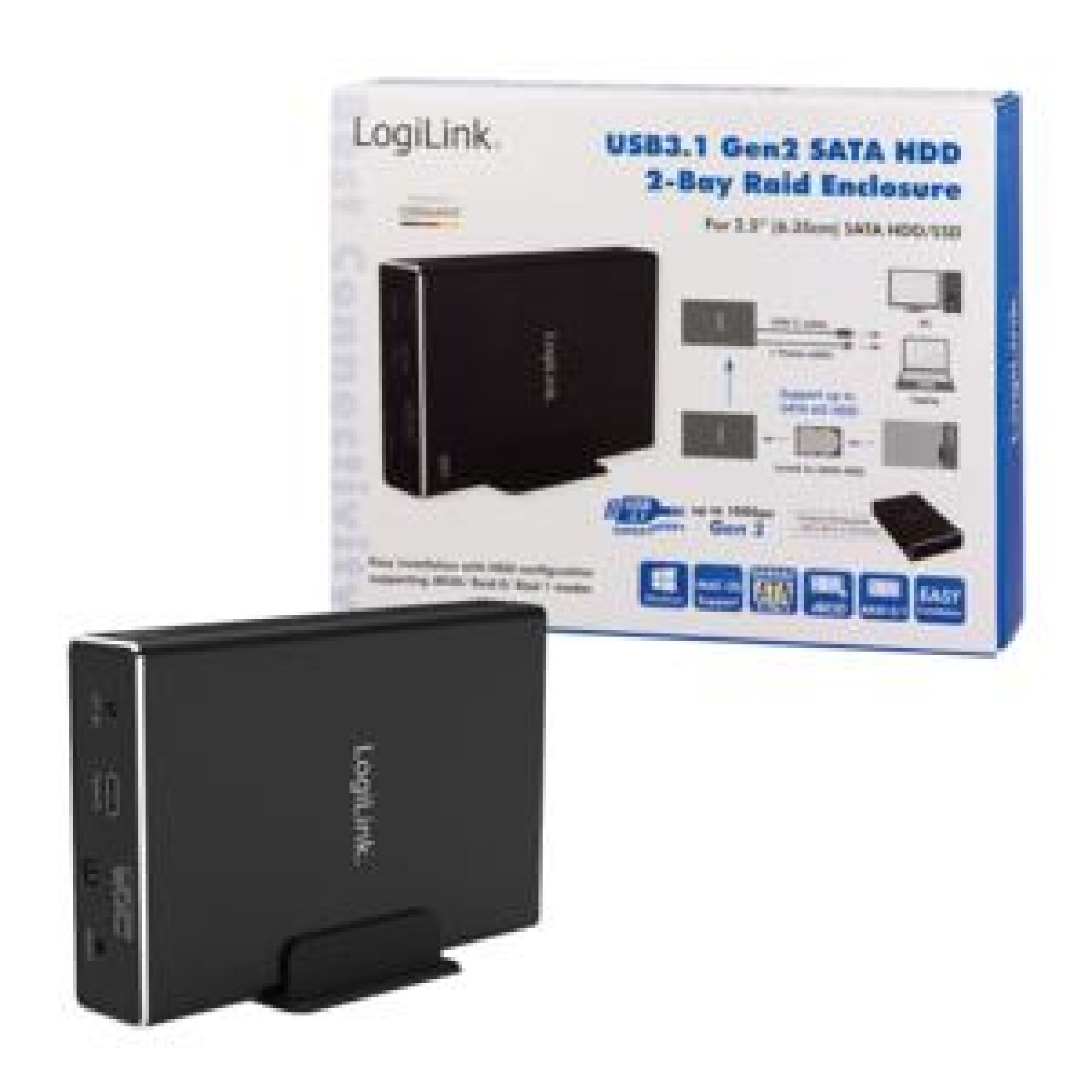 Enclosure 2,5   SATA 2-bay RAID USB 3.1  Logilink UA0293