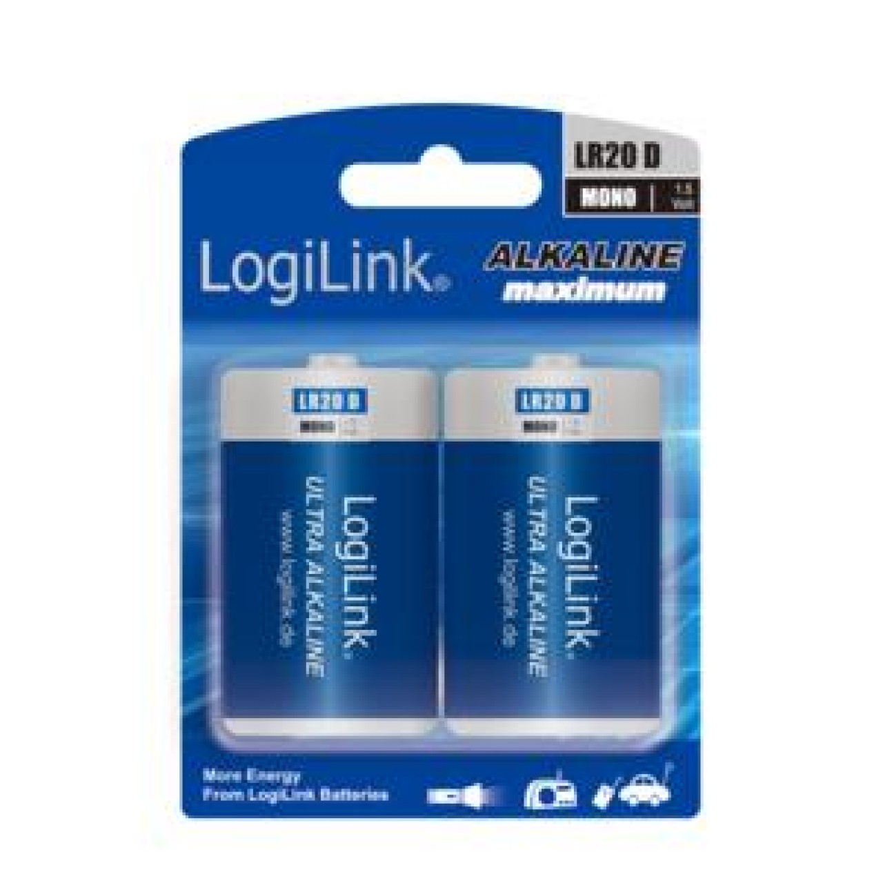 Battery 1.5V Alkaline Logilink LR20B2 2pcs - 4052792048209 Battery 1.5V Alkaline Logilink LR20B2 2pcs