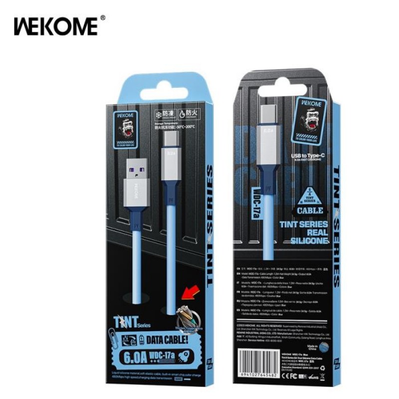 Charging Cable WK TYPE-C Tint II Blue1,2m WDC-17a 6A