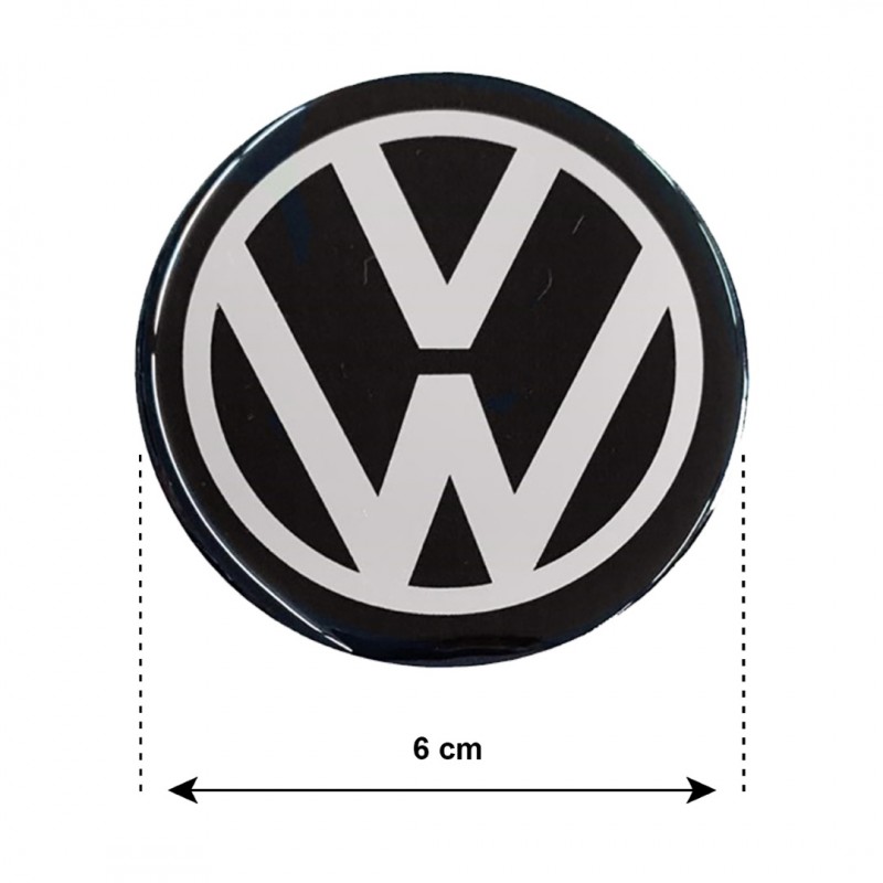 VW ΑΥΤΟΚΟΛΛΗΤΑ ΣΗΜΑΤΑ ΖΑΝΤΩΝ 6 cm ΜΑΥΡΟ/ΧΡΩΜΙΟ ΜΕ ΕΠΙΚΑΛΥΨΗ ΣΜΑΛΤΟΥ  - 4 ΤΕΜ.