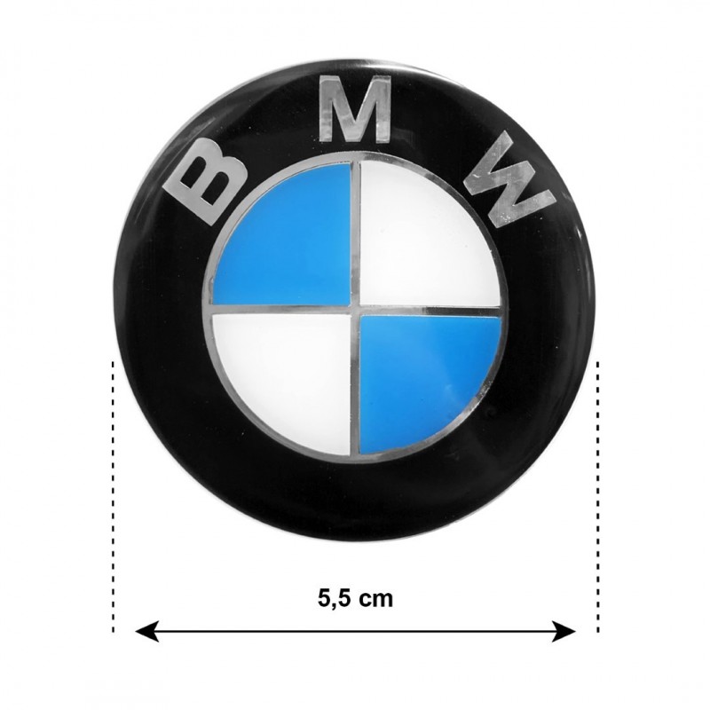 BMW ΑΥΤΟΚΟΛΛΗΤΑ ΣΗΜΑΤΑ ΖΑΝΤΩΝ 5,5 cm ΜΑΥΡΟ/ΓΑΛΑΖΙΟ/ΧΡΩΜΙΟ ΜΕ ΕΠΙΚΑΛΥΨΗ ΣΜΑΛΤΟΥ  - 4 ΤΕΜ.