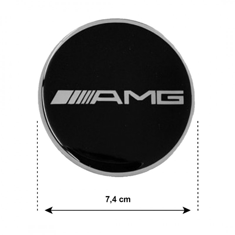 AMG (MERCEDES) ΑΥΤΟΚΟΛΛΗΤΑ ΣΗΜΑΤΑ ΖΑΝΤΩΝ 7,4 cm ΜΑΥΡΟ/ΧΡΩΜΙΟ ΜΕ ΕΠΙΚΑΛΥΨΗ ΣΜΑΛΤΟΥ  - 4 ΤΕΜ.