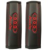 Μαξιλαράκια ζώνης AUDI 22 X 7,5 cm από PVC δερματίνη σε μαύρο χρώμα με κόκκινο, ραμμένο logo και αυτοκόλλητες ταινίες τύπου velcro Race Axion - 2 τεμάχια